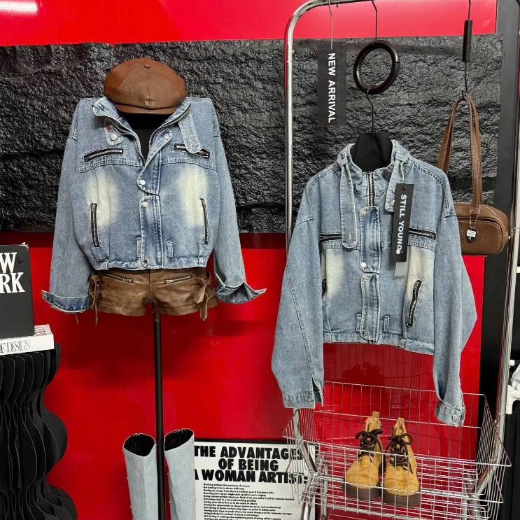 Áo Khoác Jean Nữ, Thời Trang - Chất Bò Bền Đẹp, Dễ Phối Đồ [ Feng Hou ] A1902