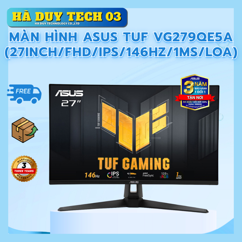 Màn Hình ASUS TUF VG279QE5A (27inch/FHD/IPS/146Hz/1ms/Loa) - Chính Hãng - BH 36T - Hà Duy Tech