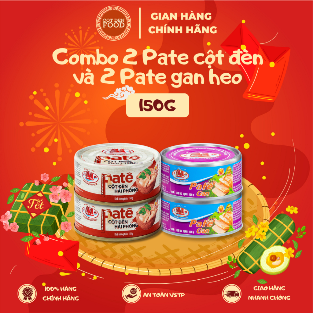 Combo 2 Pate cột đèn và 2 Pate gan tím 150g HALONG CANFOCO