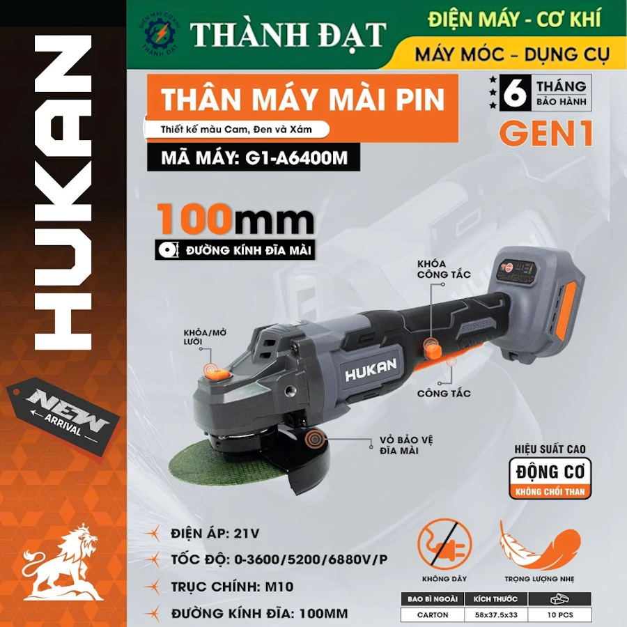 Thân Máy Mài Pin HUKAN 3 Tốc Độ (GEN1) G1-A6400m