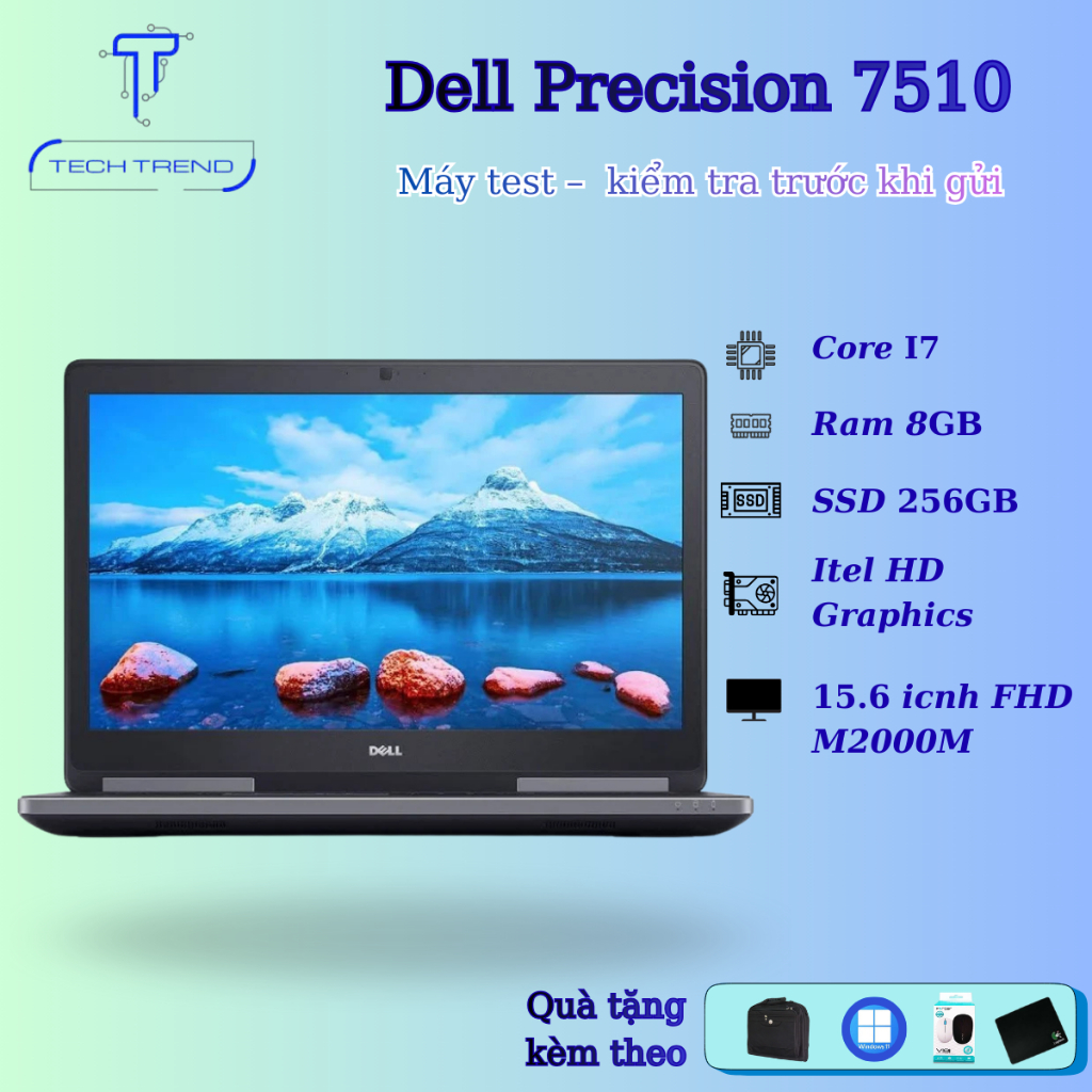 Dell Precision 7510 cấu hình mạnh Core i7-6820HQ, Ram 8gb SSD 256gb, VGA M1000M M2000M, Màn 15.6 FHD