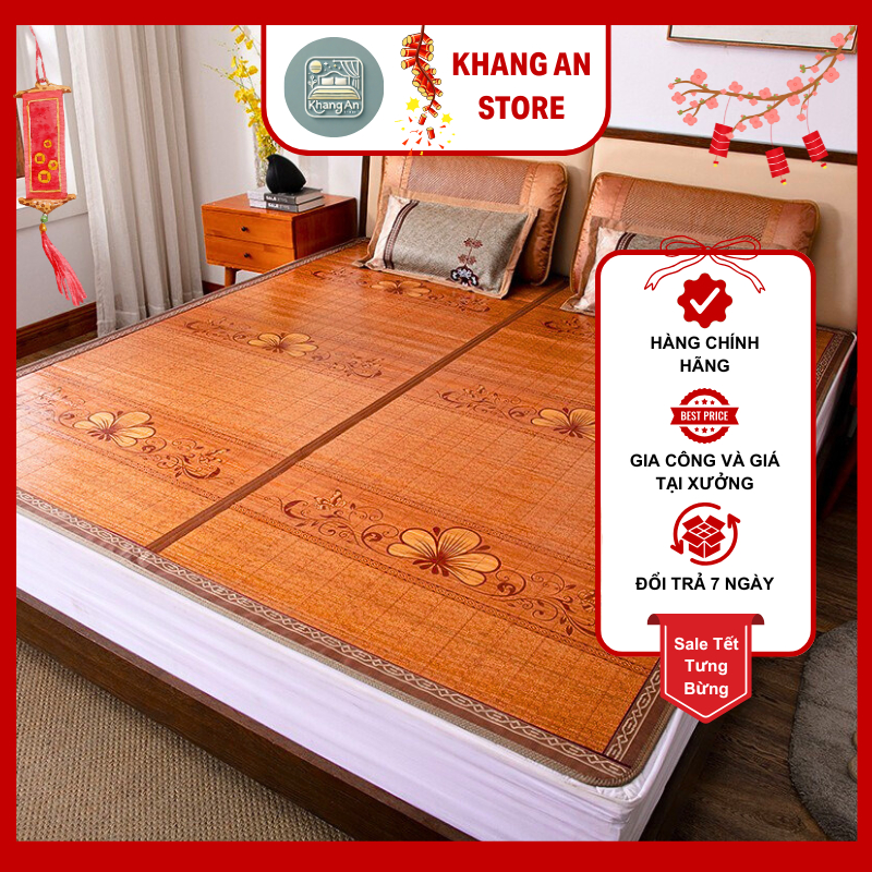 Chiếu Trúc Tăm, chiếu tre vân gỗ lót lụa, chiếu trúc tăm tre, chiếu trúc tây bắc, điều hòa cao cấp, 