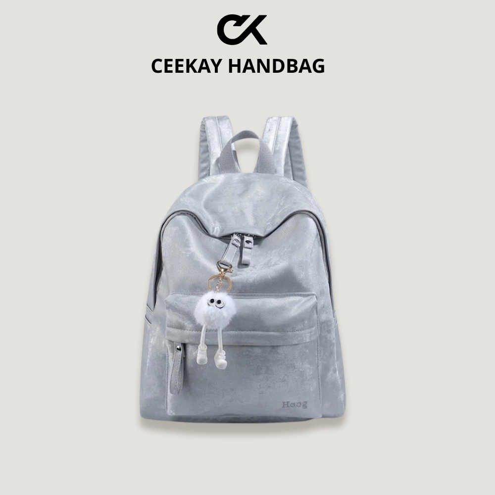 Balo💋𝘾𝙀𝙀𝙆𝘼𝙔💋Chính Hãng -Balo Nam Nữ Hoạ Tiết Da Nhung Vân Mây Kèm Móc Khoá Form Rộng Nhiều Ngăn Phong Cách Trẻ Trung