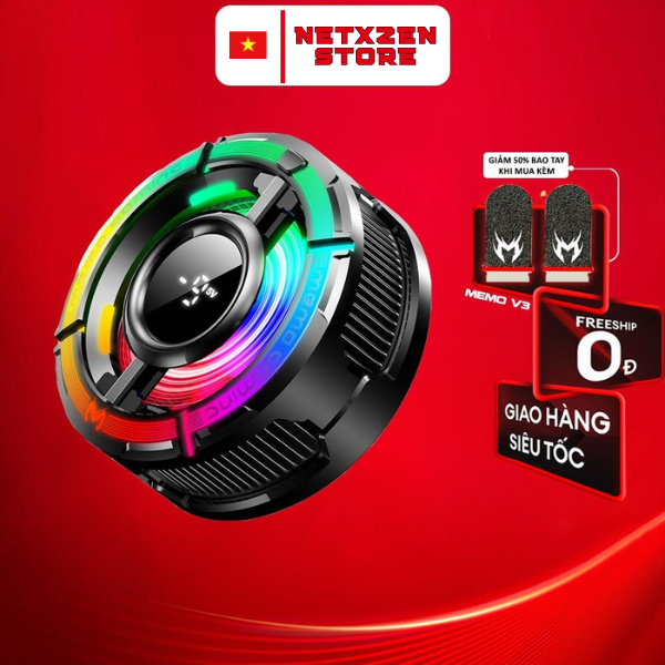 Sò lạnh MEMO CX15 thế hệ mới mát âm độ tản nhiệt điện thoại điều chỉnh đèn led tích hợp AI tăng fps 