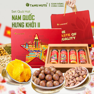 Set quà hạt Hưng Khởi đỏ, set quà hạt dinh dưỡng TANU NUTS sang trọng