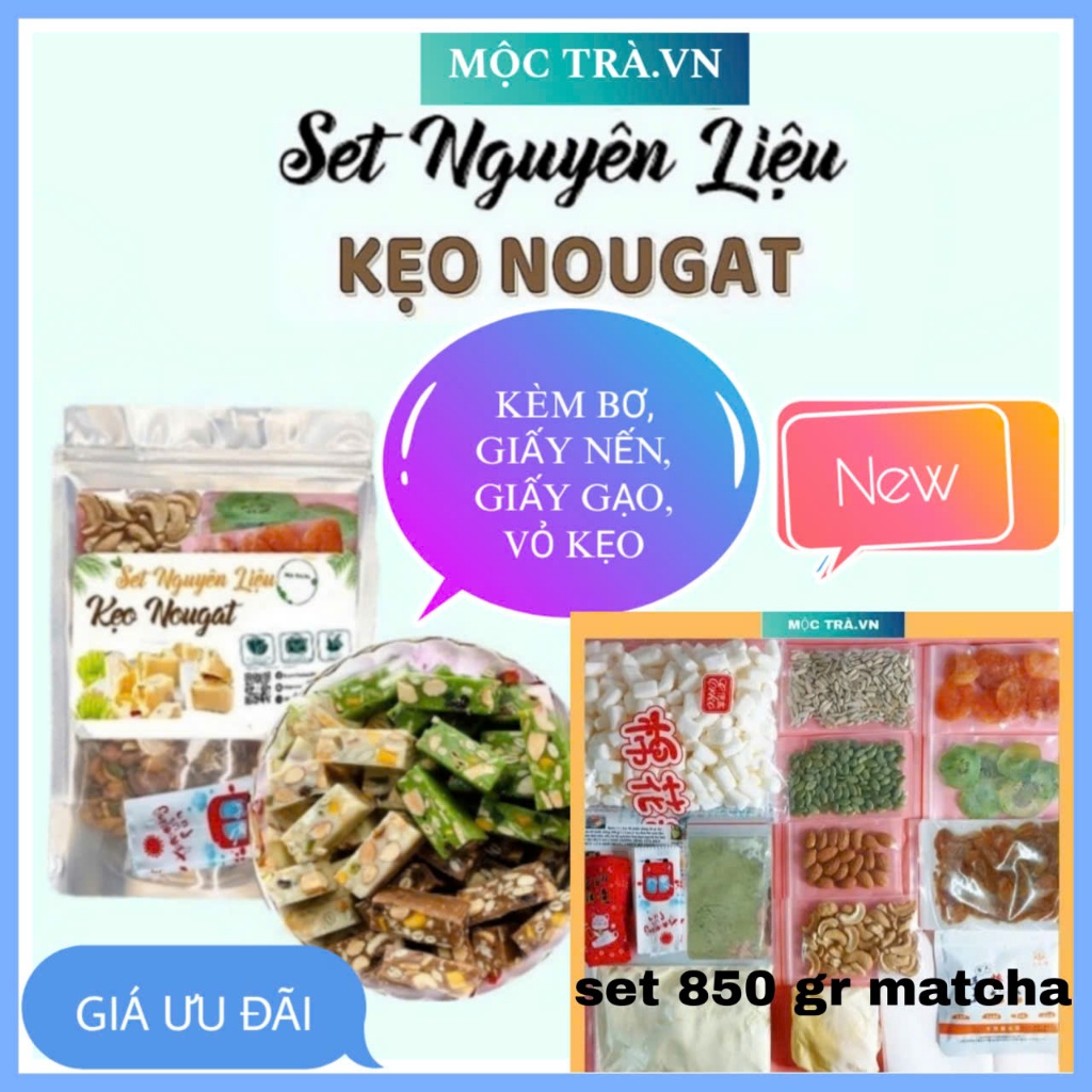 [ SIÊU RẺ] 850 GR LÀM 60 KẸO NOUGAT, SET NGUYÊN LIỆU LÀM KẸO NOUGAT, KẸO HẠNH PHÚC, BÁNH NOUGAT, TỰ 