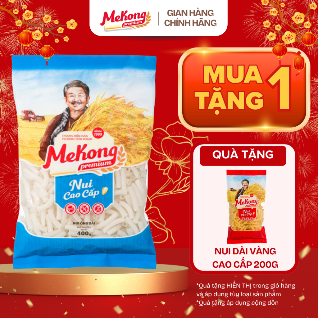 Mekong Nui gạo cao cấp ống dài gói 400g Nguyên Chất Eat Clean Siêu Ngon Mekong Premium Không Hàn The