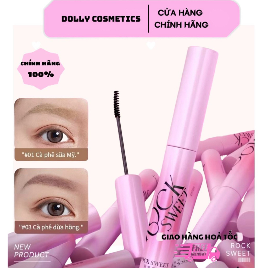 Mascara Lông Mày ROCK SWEET Chống Nước Lâu Trôi Không Phai Giữ Màu 24H