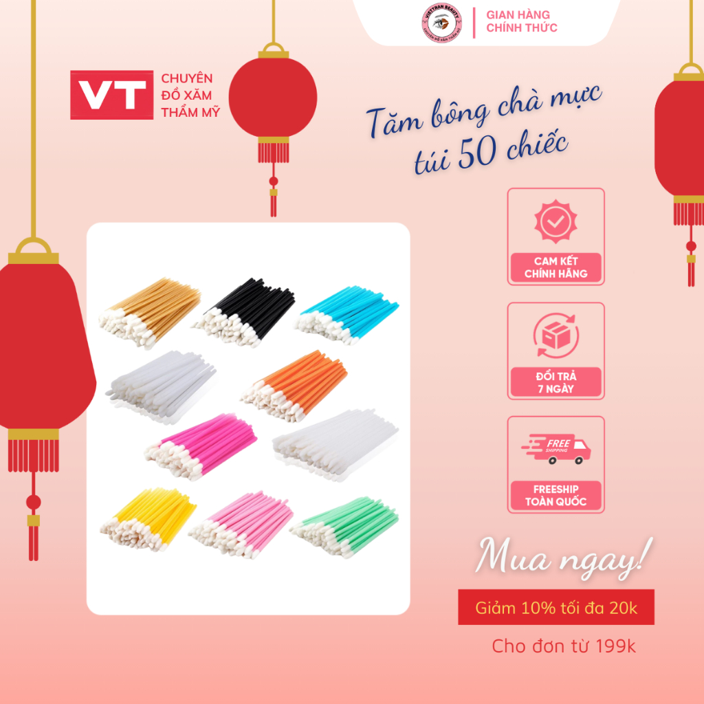 Tăm Bông Chà mực túi 50 chiếc