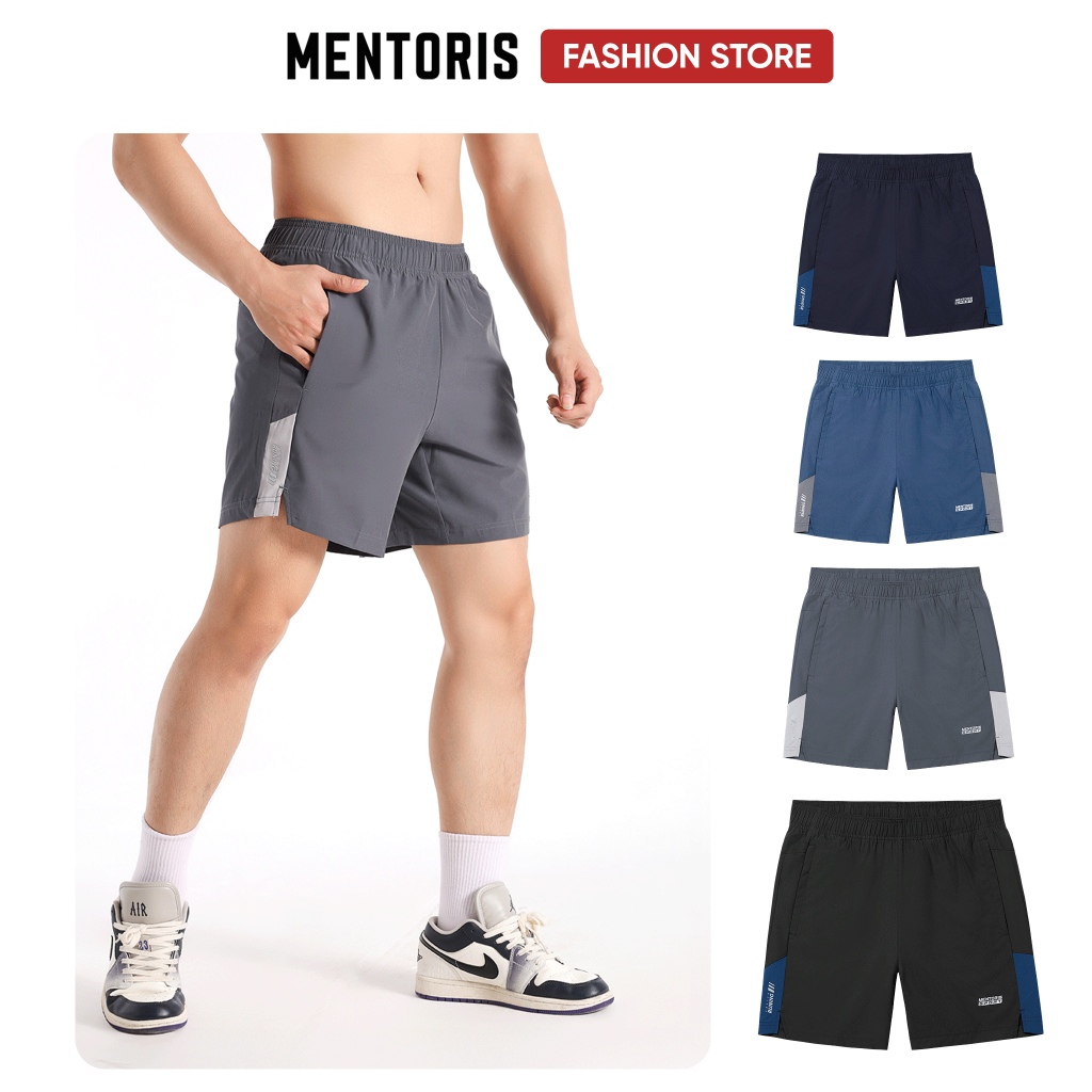 Quần đùi nam Mentoris, Quần short chạy bộ cao cấp vải gió thoải mái vẫn động thấm hút tốt MSR2511