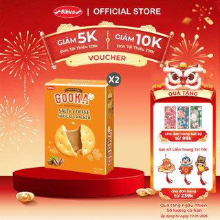  Combo 2 Hộp bánh quy kem dẻo Gooka xuất khẩu Hàn - Cracker Nougat Cà Phê muối Bibica 100g 