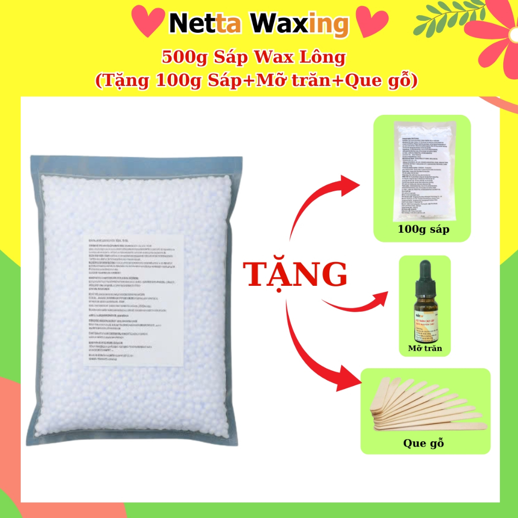 [TẶNG 100G SÁP+MỠ TRĂN] Hủ 500g Sáp Wax Lông Cao Cấp - Sáp thơm, wax tay chân, râu nam, ria mép, bi.
