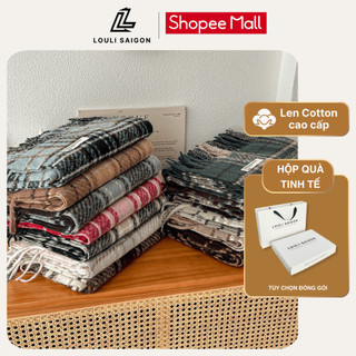  Khăn len choàng cổ cashmere LOULI SAIGON vải len dệt kim hoạ tiết sọc dành cho nam nữ K03 