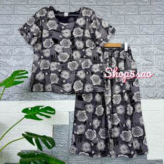  Đồ bộ tole trung niên bộ lanh mặc nhà quần lửng ống rộng SHOP5SAO  CÓ BIGSIZE   52-80kg  