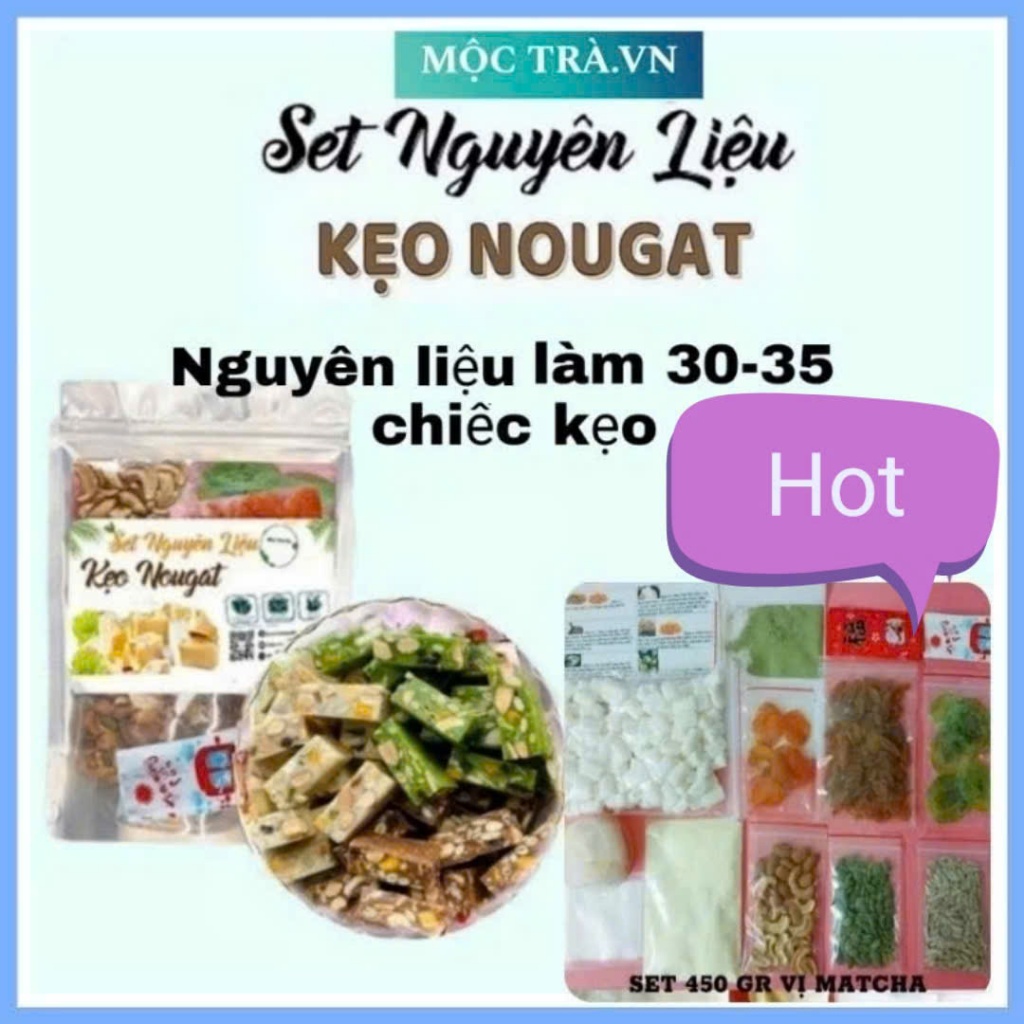 [NGUYÊN LIỆU LÀM 30-35 KẸO NOUGAT] Set tự làm kẹo nougat có bơ, giấy gạo, vỏ kẹo, nguyên liệu làm kẹ