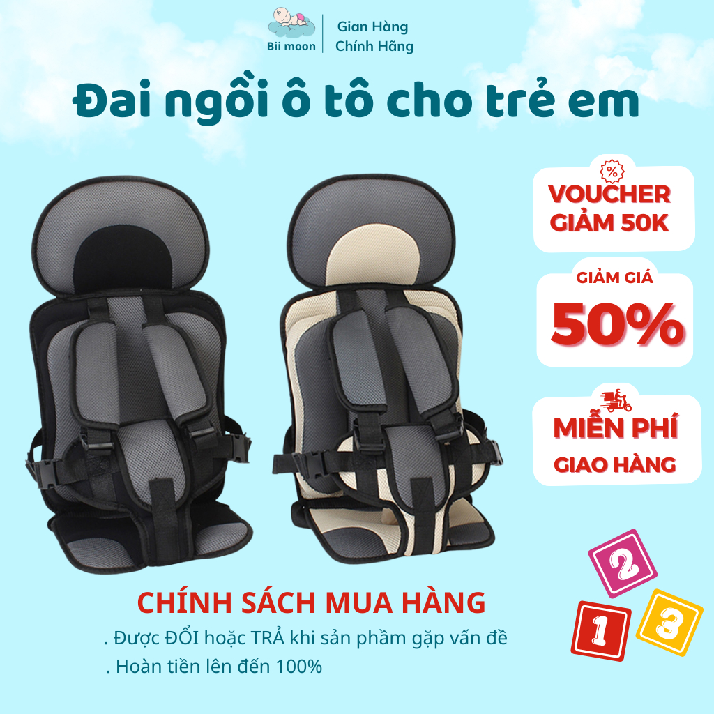Đai Ngồi Ghế Ô Tô Cho Bé Bii Moon, Lưới Thoáng Khí, Đệm Êm, Dễ Điều Chỉnh Cho Bé Khi Di Chuyển