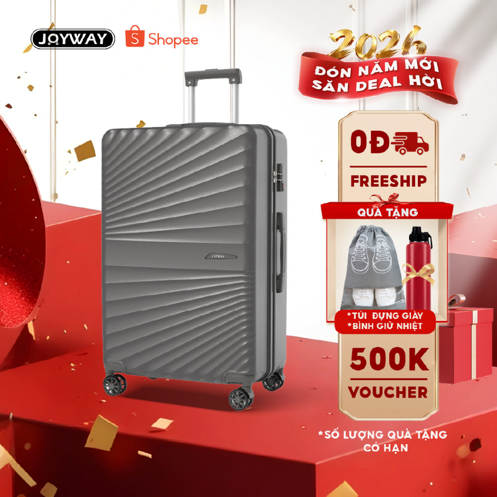 Vali kéo nhựa ABS chính hãng JOYWAY size 18/20/24/28 bánh xe chống sốc luggage hành ly du lịch tốt