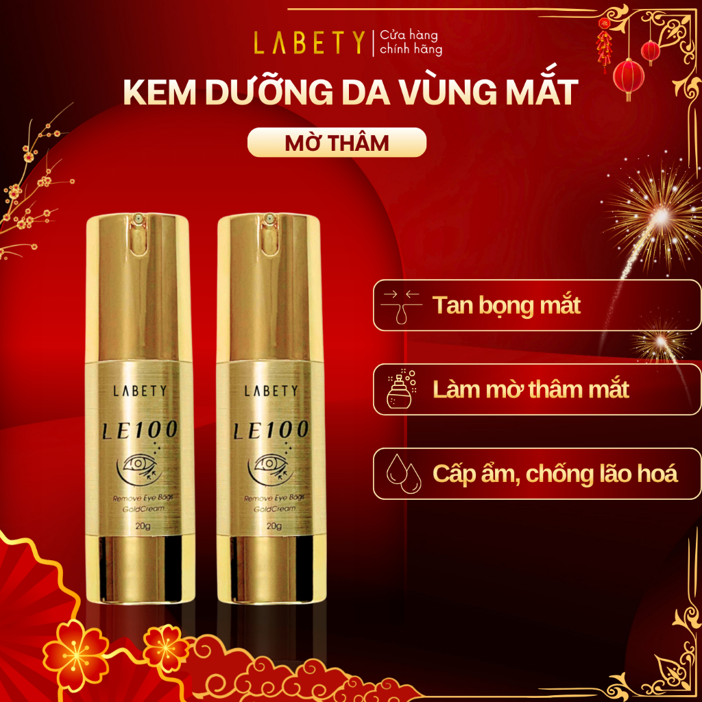 Combo 2 Kem tan bọng mắt LE100 20gr, dưỡng sáng vùng mắt, chống lão hóa, an toàn cho da nhạy cảm