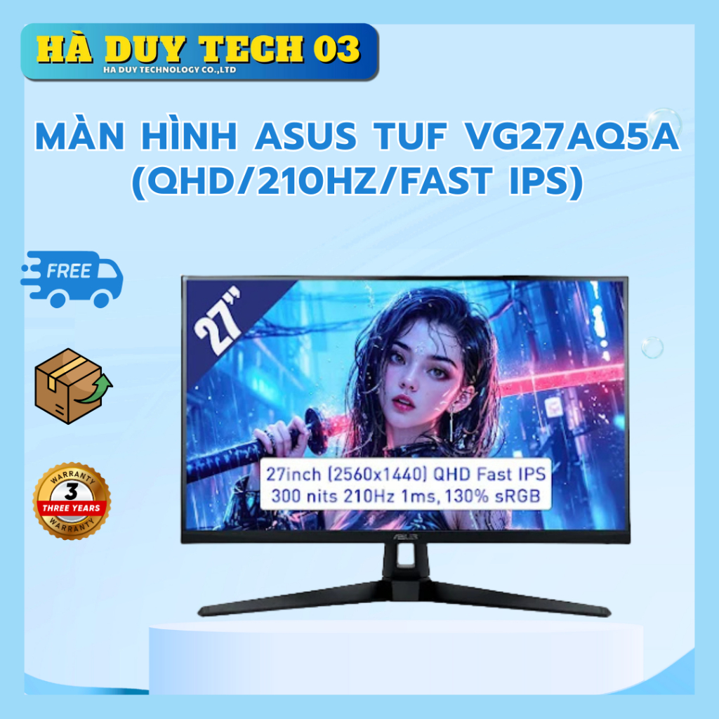 Màn Hình ASUS TUF VG27AQ5A (QHD/210Hz/Fast IPS) - Chính Hãng - BH 36T - Hà Duy Tech