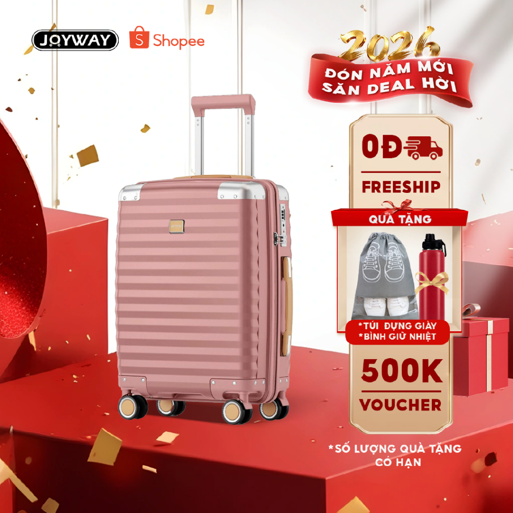 DEAL MỞ BÁN VaLi Du Lịch Xách Tay JOYWAY 20/24/28 Chống Va Đập Khóa TSA Bánh Xe 360° Chuẩn Cabin Bay