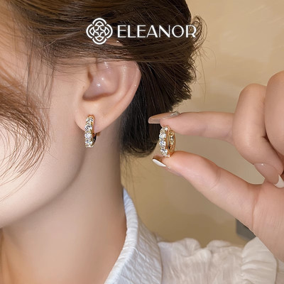 Bông tai nữ chuôi bạc 925 Eleanor Accessories khuyên tai tròn đính đá phụ kiện trang sức 11251