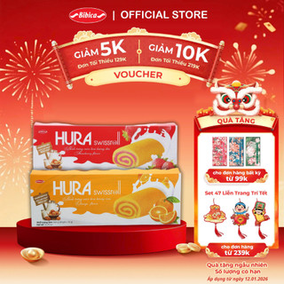  Bánh Hura Swissroll Bibica Bông Lan Trứng Cuộn Kem Nhiều Vị  Dâu Cốm Cam+C Bơ Sữa  360g 