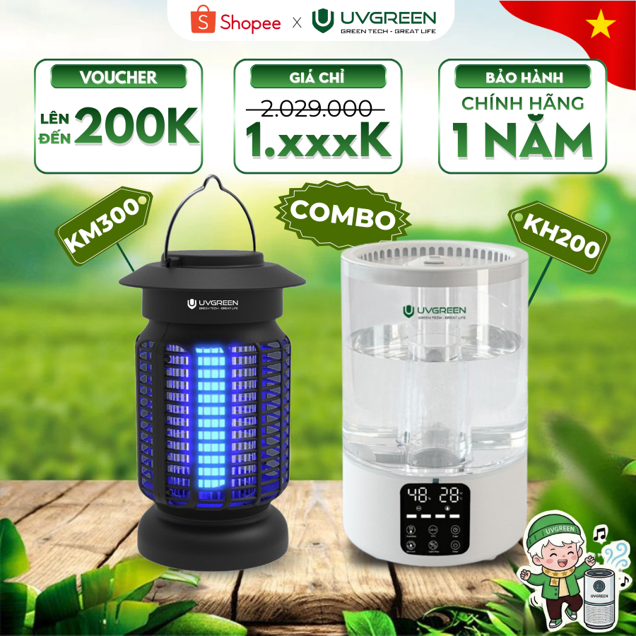 [CHÍNH HÃNG] Combo Máy phun sương tạo ẩm KH200 & Máy bắt muỗi thông minh KM300 | Công nghệ UV, Sạch 