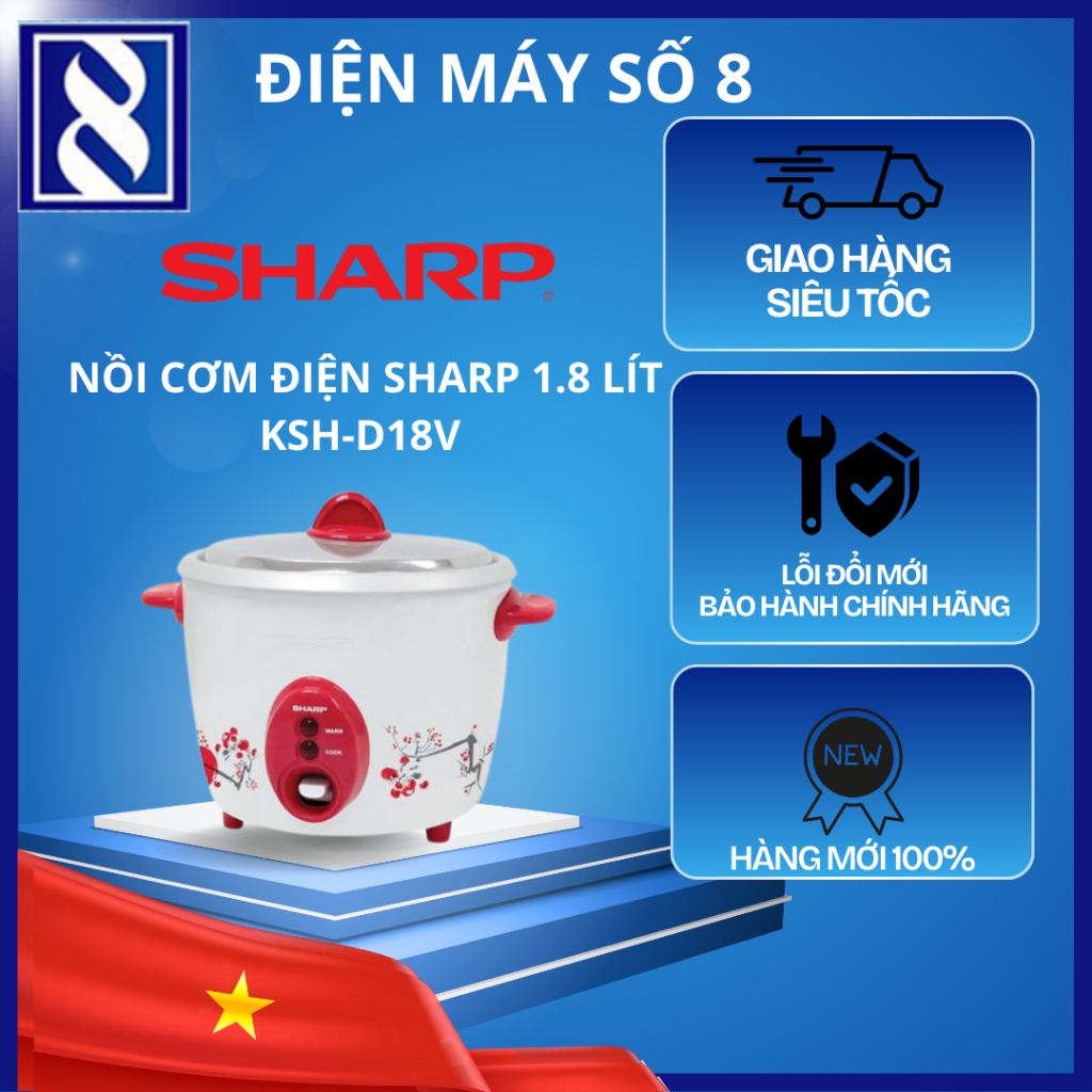 Điện Máy Số 8 | KSH-D18V | Nồi Cơm Điện Sharp KSH-D18V 1.8 Lít - Chính Hãng