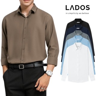  Áo sơ mi trung niên trơn tay dài nam LADOS - 3779 chất lụa mịn cao cấp có bigsize 