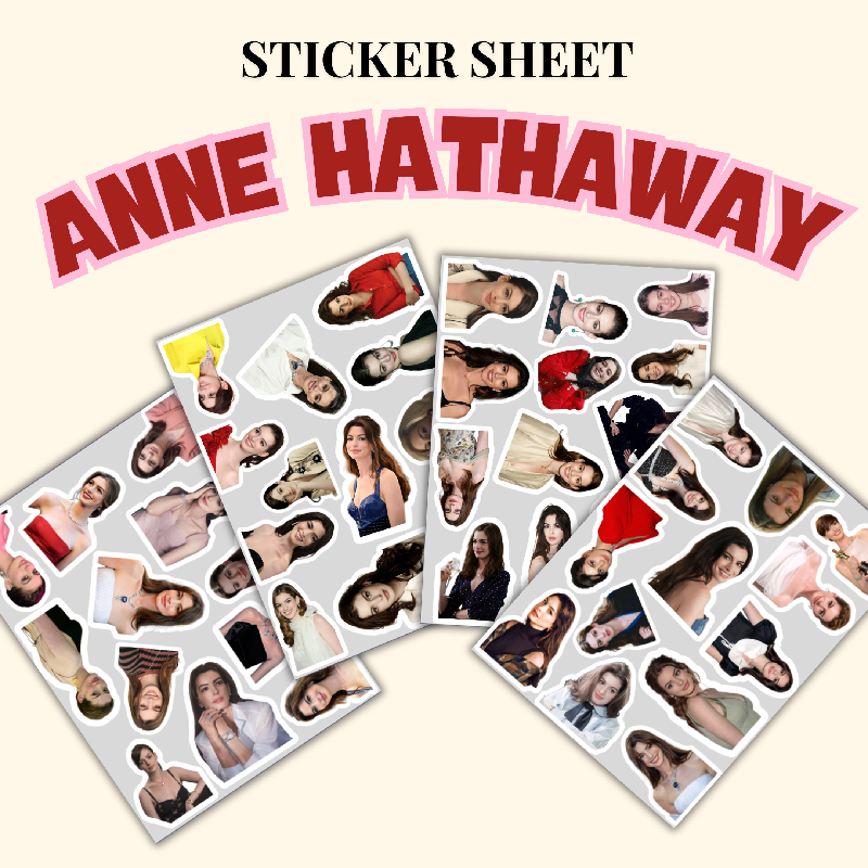 50 sticker Anne Hathaway 2-7cm Hình dán diễn viên người nổi tiếng không trùng