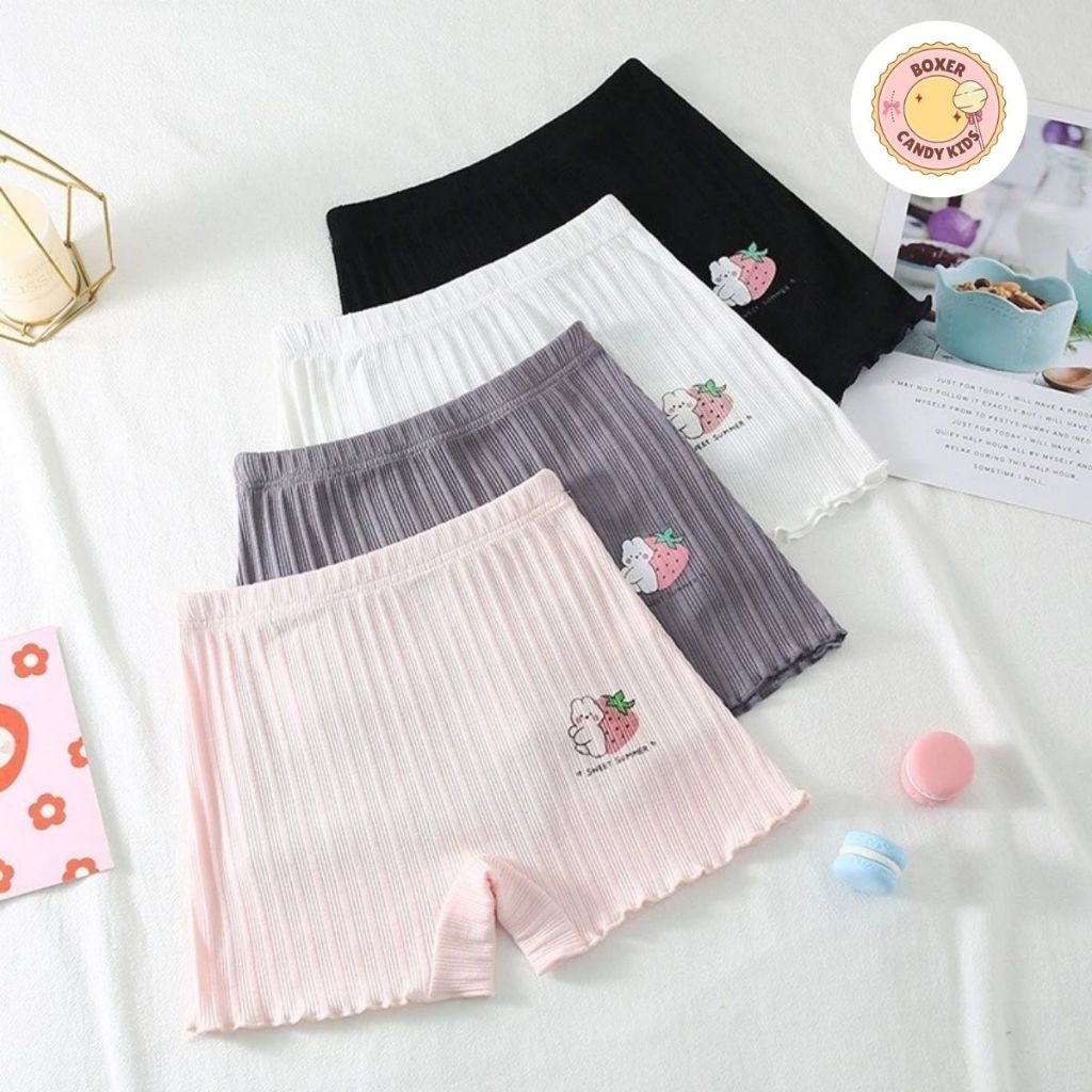 Combo 4 Quần Chíp Đùi Cotton Gân Tăm Tre Bé Gái Thoáng Mát Co Giãn Mặc Thoải Mái