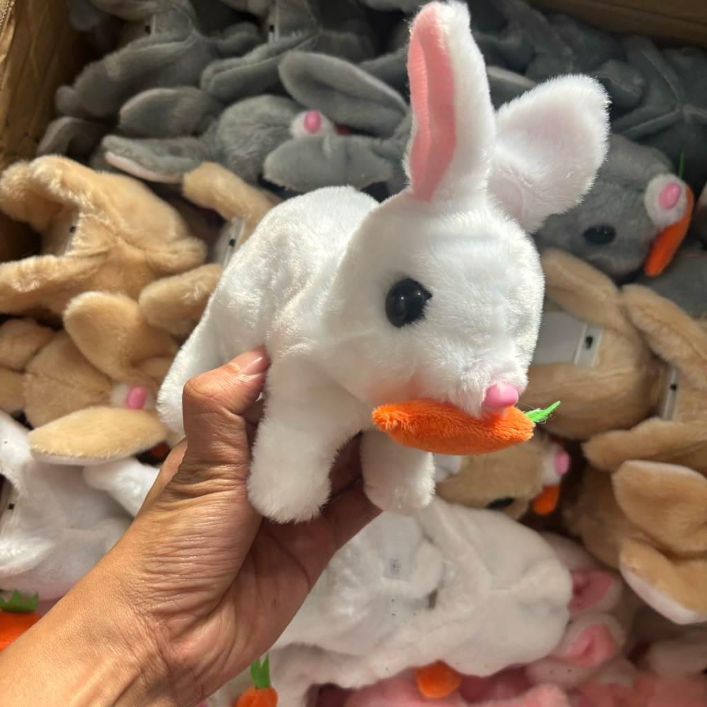 Chó bông biết đi, biết vẫy đuôi kêu bibi, tặng kèm pin, thỏ bông gặp cà rốt, gà bông cót đi