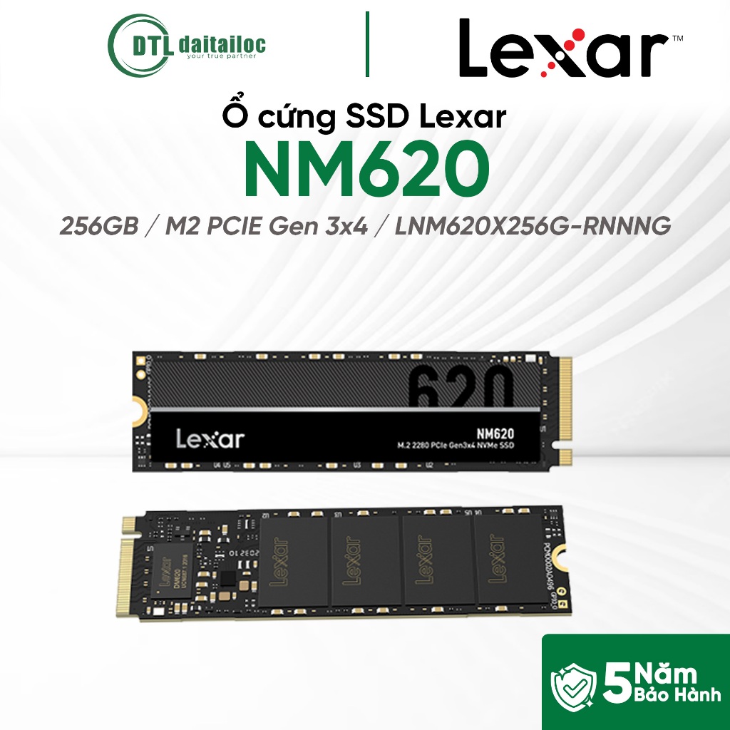Ổ cứng SSD Lexar NM620 256GB M2 PCIE Gen 3x4 (LNM620X256G-RNNNG) I Chính hãng I Bảo hành 60 tháng