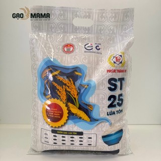Gạo ST25 Lúa Tôm 5kg - Phước Thành IV  - Cơm Mềm Dẻo Vừa, Dai Ngọt Tự Nhiên & An Toàn Sức Khỏe