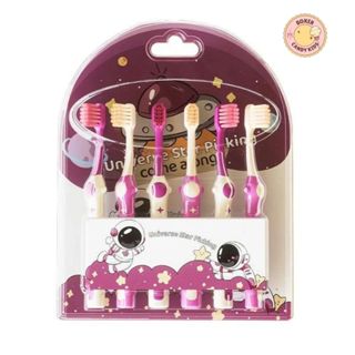 Combo 6 Bàn Chải Đánh Răng Cho Bé Sợi Mềm An Toàn Nướu Thiết Kế Phi Hành Gia Dễ Thương