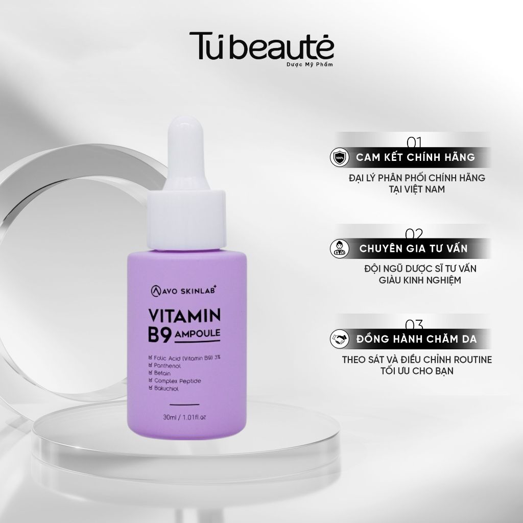 [HÀNG CÔNG TY] Tinh Chất Phục Hồi Dưỡng Da Avo Skinlab Vitamin B9 Ampoule 30ml