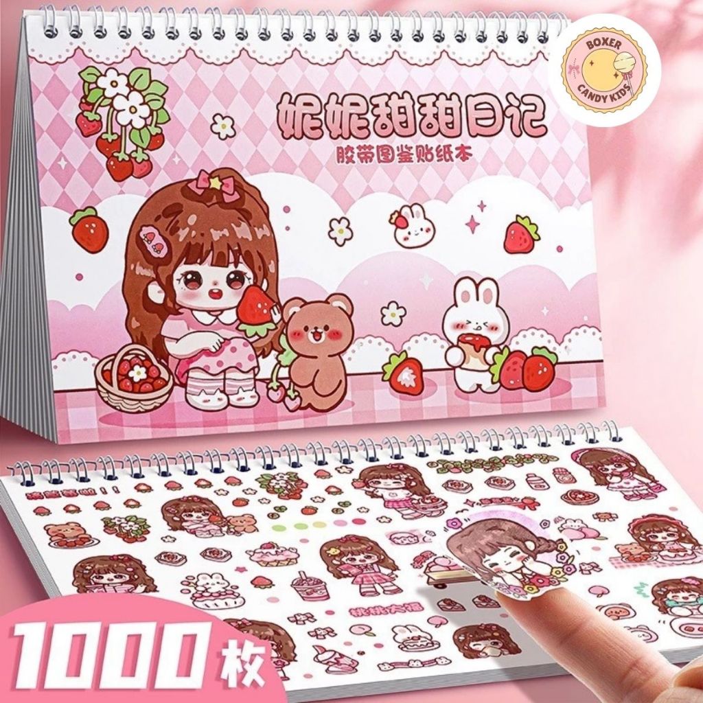 Sổ Tay Sticker Trang Trí Đồ Dùng Cho Bé – Nhãn Dán Họa Tiết Dễ Thương, Tặng Kèm Que Gắp