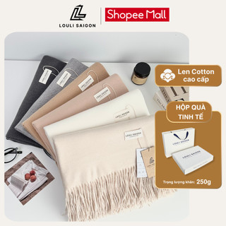  Khăn quàng cổ nam nữ cashmere LOULI SAIGON len trơn cotton mềm mại làm quà tặng kích thước 200x68 cm K13 