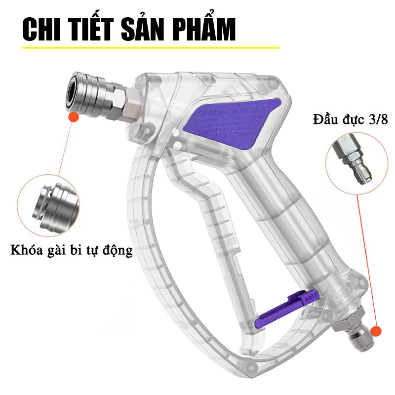 Xúng trong suốt rửa xe cao cấp SG25 RX85, phun rửa dành cho máy rửa xe chuyên nghiệp, áp lực cao áp 
