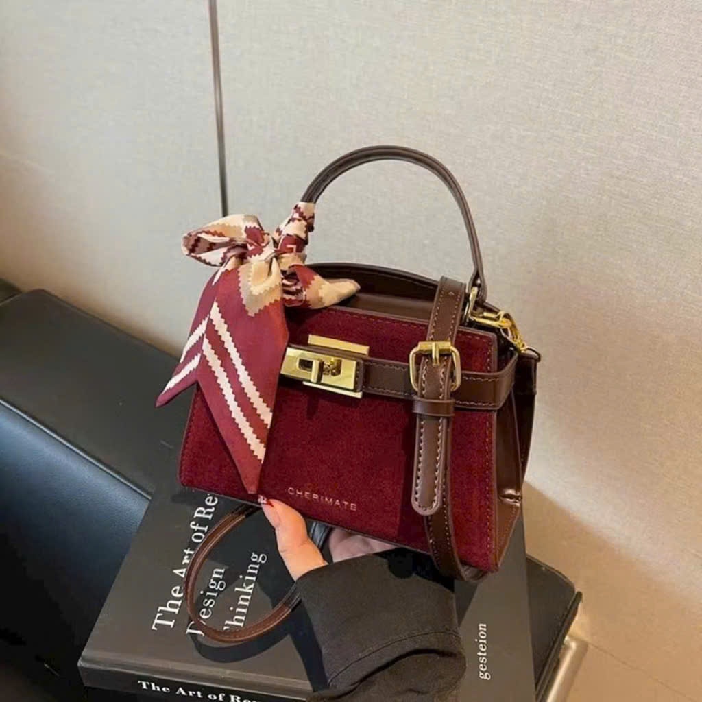 Túi xách nữ, túi đeo vai phong cách vintage Hàn Quốc kèm khăn badanna, form hộp, phối đồ sang Đăng Túi DK456 | BigBuy360 - bigbuy360.vn