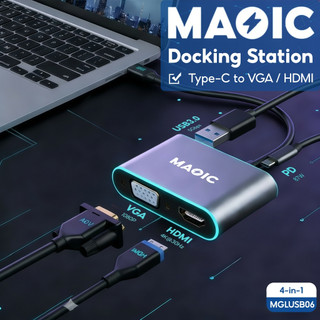  Magic |  Cổng chuyển đổi USB Type C 4 trong 1 Bộ chuyển đổi USB-TYPE C sang HDMI VGA | MGLUSB06 