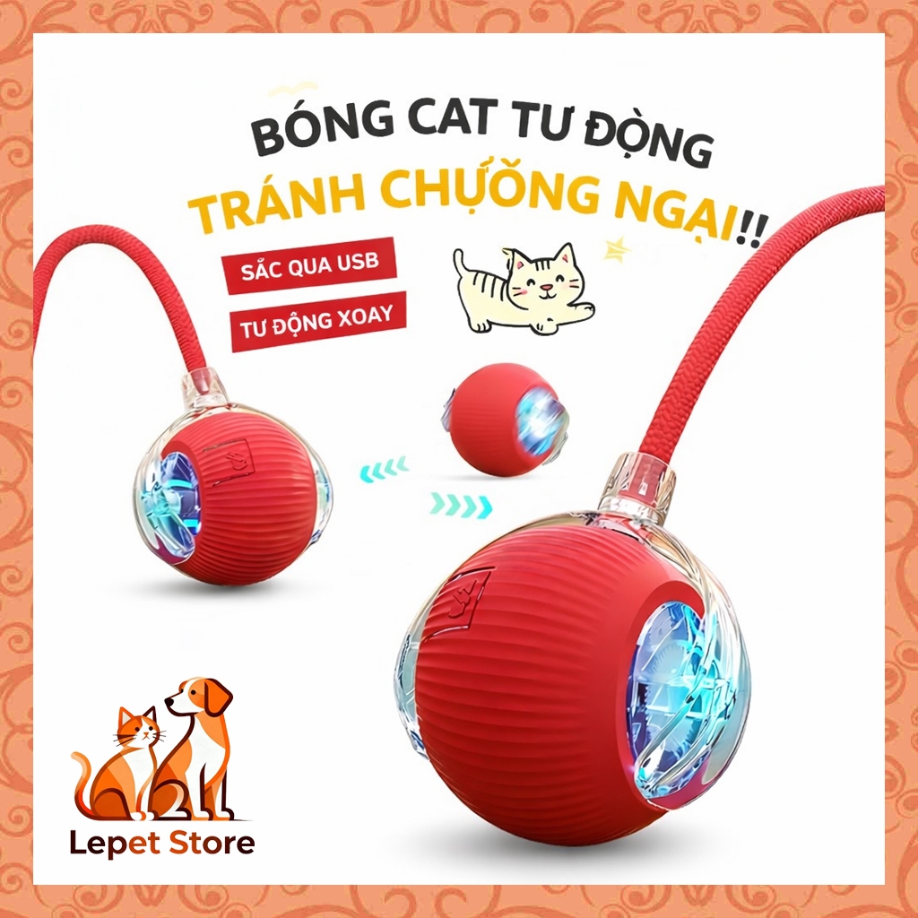[Banh Đồ Chơi Tự Động Chạy Cho Chó Mèo] Có Kèm Đuôi Chuột Tăng Thích Ứng, Giảm Stress Có thể sạc lại