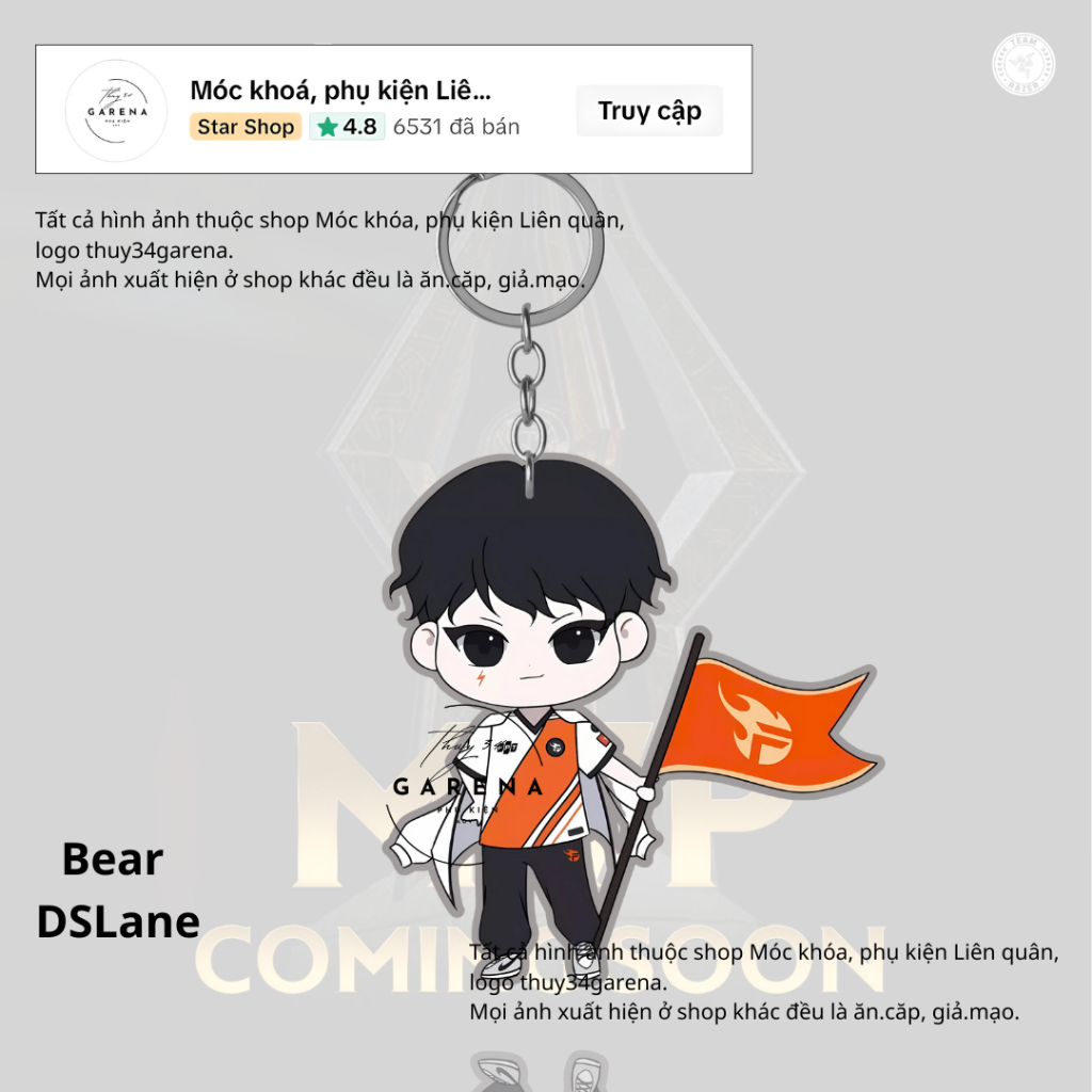(Phủ keo bóng chống nước) Móc treo điện thoại,Móc chìa khóa khóa FPT Flash Liên Quân Garena mica ani