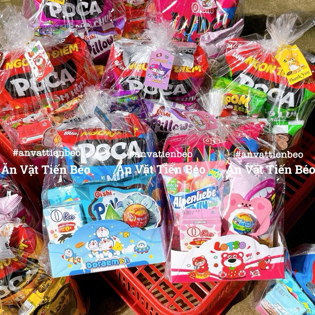 Phần quà sinh nhật ( 5  món mẫu mới ) _ Phần quà bánh kẹo sinh nhật cho các bé mix theo tông màu