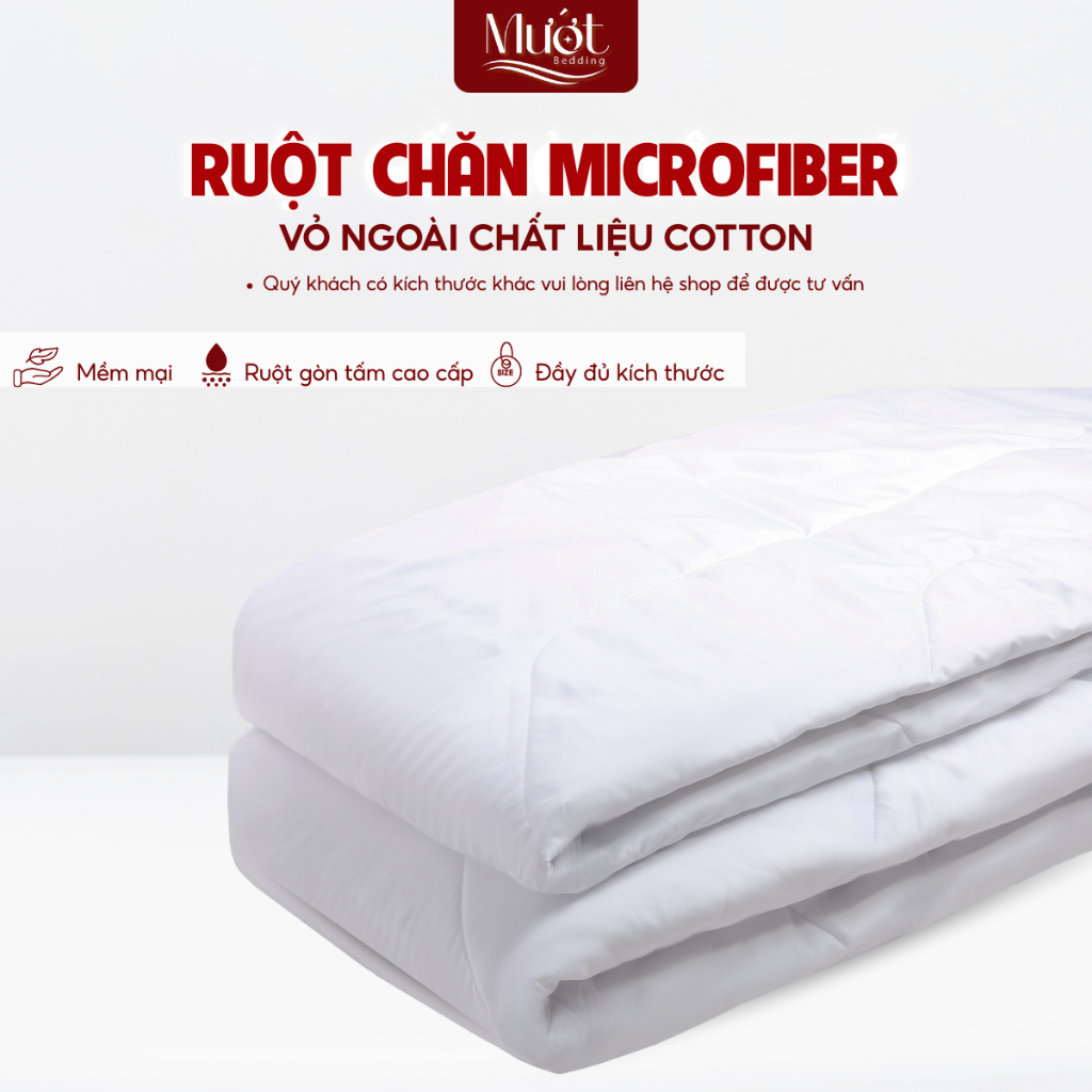 Ruột chăn bông Microfiber vỏ ngoài Cotton Mướt bedding ruột mền đầy đủ size 1m6,2m,2m4 x 2m2 chất li