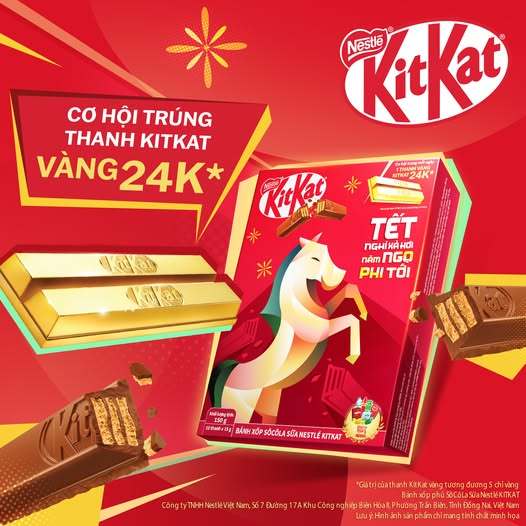 [TẾT 2026] BÁNH XỐP SÔCÔLA SỮA NESTLÉ KITKAT TẾT NGỰA VÀNG, Giòn Xốp Chuẩn Vị
