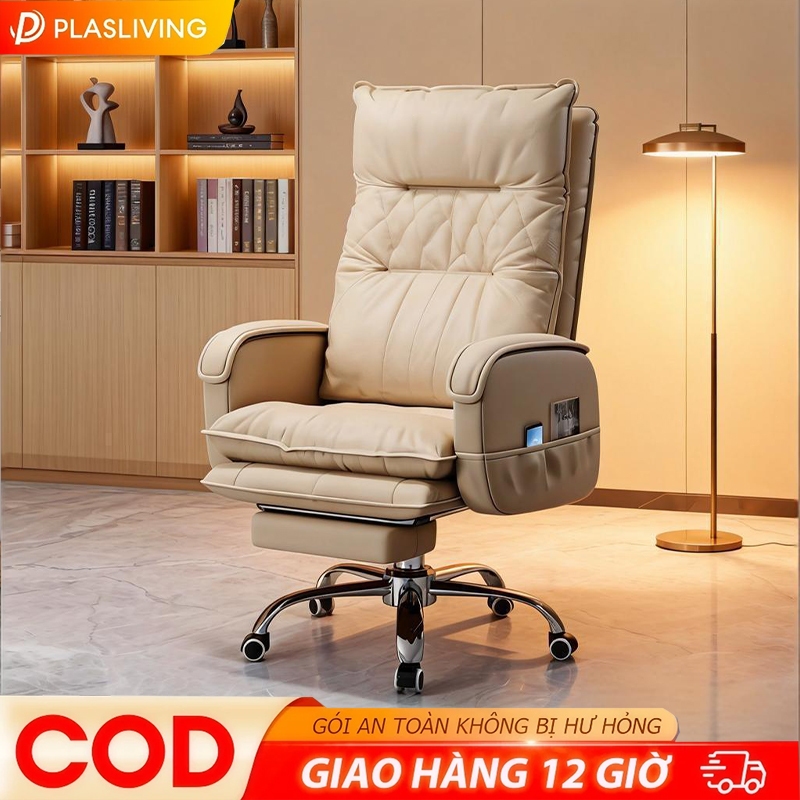 Plas Ghế văn phòng cao cấp với thiết kế xoay, chất liệu da PU sang trọng, có thể điều chỉnh. | BigBuy360 - bigbuy360.vn