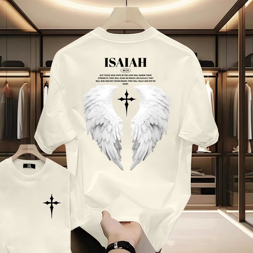 Thẩm mỹ Christian Jesus Wing Bible Text T-shirt Thời trang trung lập Harajuku T-shirt