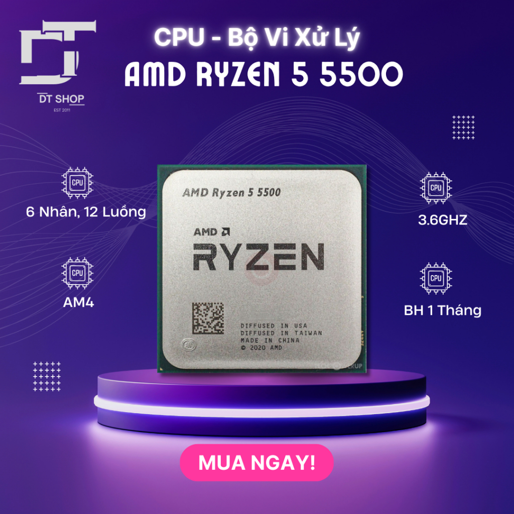 CPU Máy Tính AMD Ryzen 5 5500/Ryzen 5 5600X/Ryzen 7 5700X Tray Không Fan, BH 1T