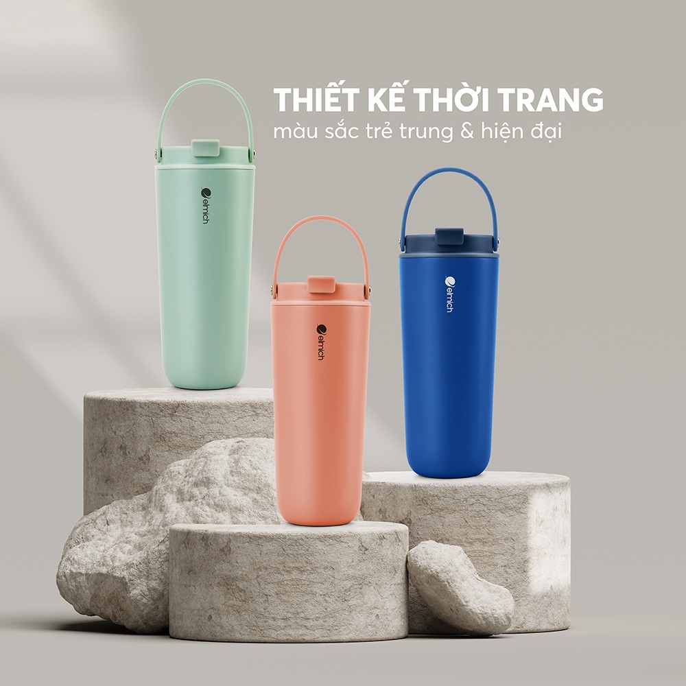 Cốc Giữ Nhiệt Elmich Inox 304 EL-8312PK/EL-8312PG/EL-8312NB – 600ml Thanh Lịch